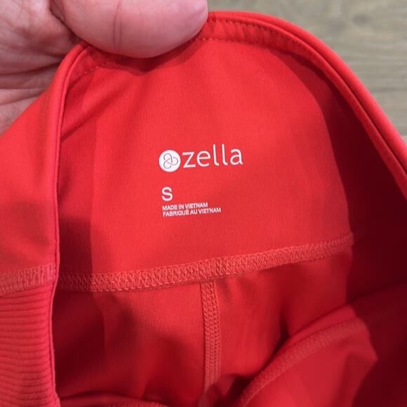ZELLA Red Ribbed Waist Mid Rise Cropped Active Workout Gym Leggings Size Small - Picture 7 of 9
